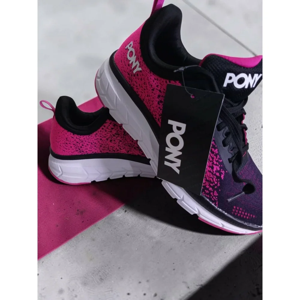 Pony Womens Athletic Sneakers Pink Black Knit Running Shoes ATH900249 Size 8.5M